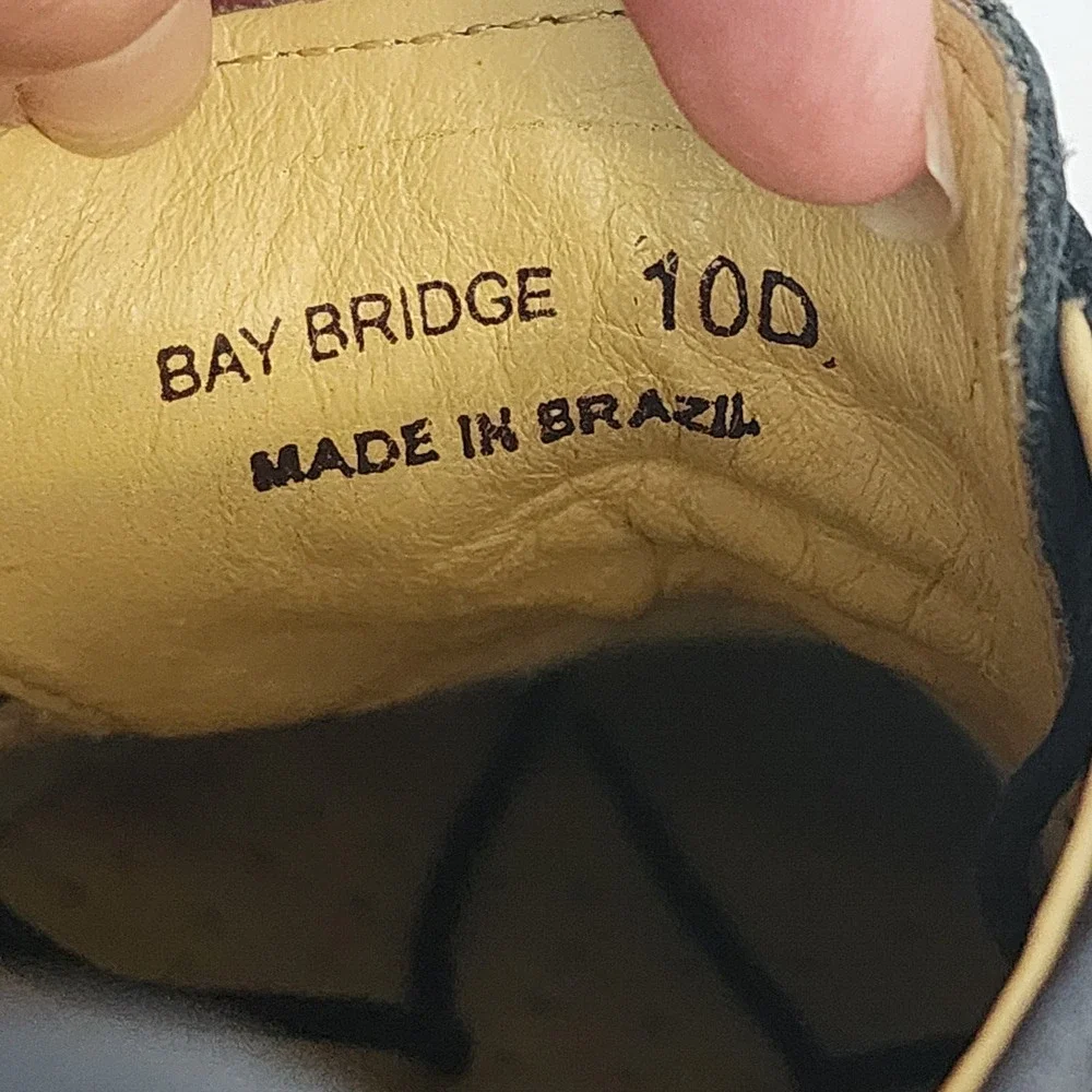 Studio Belvedere Bay Bridge Oxford Black Pebbled Leather‎ Shoes Mens 10D